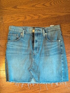 Lucky Brand Light Blue Denim Mini Skirt with Frayed Hem